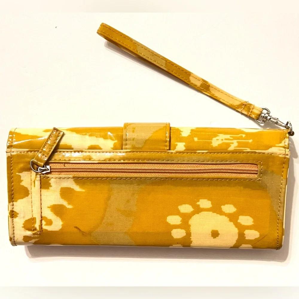 Vintage 90s Hato Hasi  Wristlet/Clutch/Wallet, Yellow and Cream Cow Print